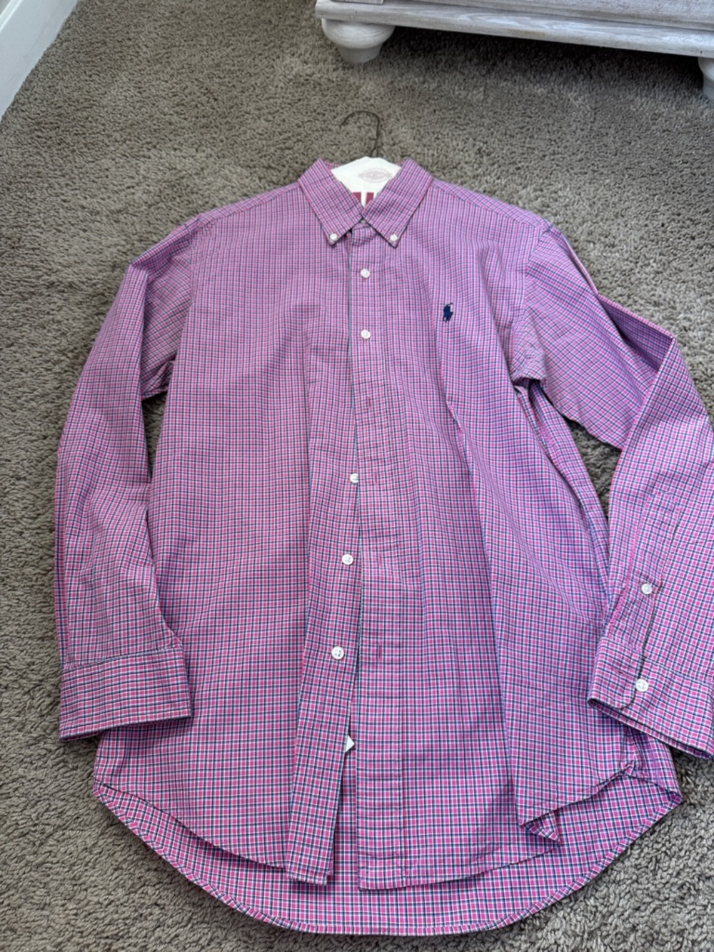 Ralph Lauren Pink & Blue Micro-Check Button-Down Shirt - Men's
